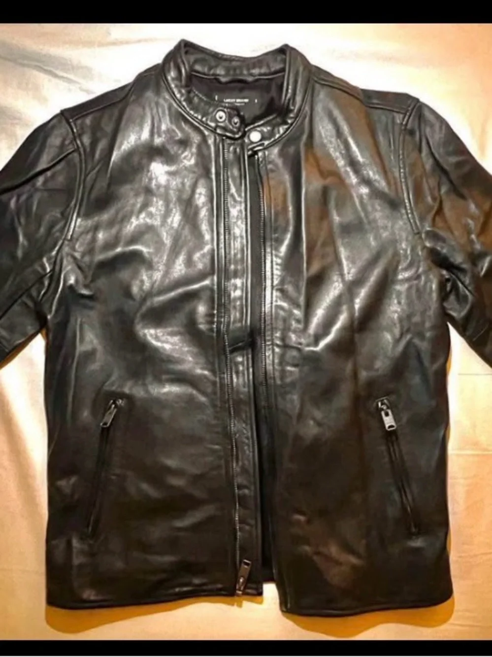 Lucky Brand Biker Leather Jacket slim mens size small